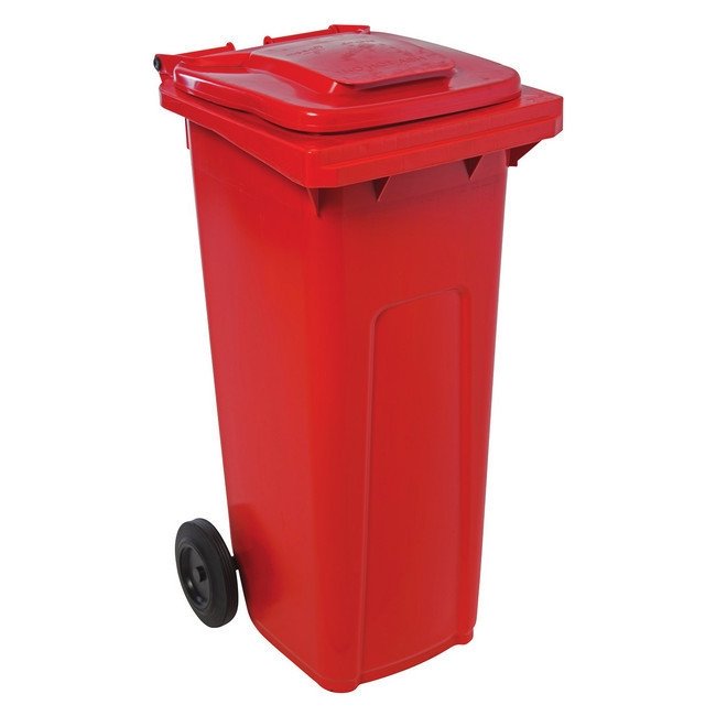 140L Wheelie Bin — Red