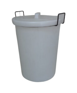 Refuse Bin with Lid - Plastic - Steel Handles - 90L - White - LB022W
