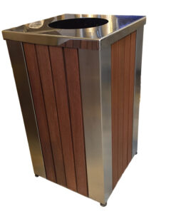 Wastebin - SS304 Stainless Steel and Wood Litter Bin - 900x510x510mm - WDA2263S