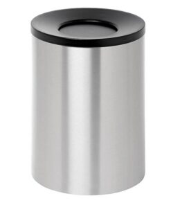 Steel Litter Bin - Wide - Swivel Funnel Top Lid and Bin Liner - Solid - 400 Ø x 600 (H) mm - Stainless Steel - 772SS-027SD