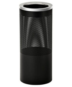 Stainless Steel Litter Bin - Perforated - Rim Lid - 240 Ø x 600 (H) mm - Black - 595BL