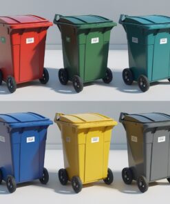 Yellow 660 liter wheelie bin