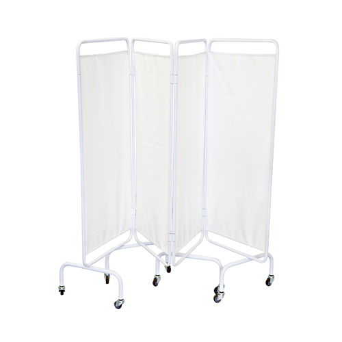 Mobile bedscreen 4 fold with curtains