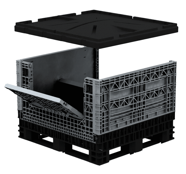Collapsible Bin 54��� Two Drop Doors & Lid ��� 1140 X 1220 X 1373H